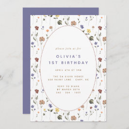 Boho Floral Wildflower Birthday | Uitnodiging