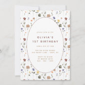 Boho Floral Wildflower Birthday | Uitnodiging (Voorkant)