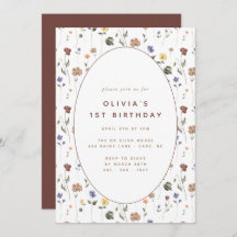 Boho Floral Wildflower Birthday | Uitnodiging