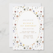 Boho Floral Wildflower Birthday | Uitnodiging (Voorkant)