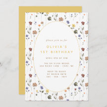 Boho Floral Wildflower Birthday | Uitnodiging