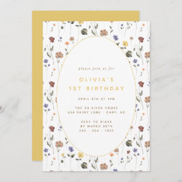 Boho Floral Wildflower Birthday | Uitnodiging