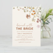 Boho Floral Wildflower Bruids Brunch Beige Kaart (Staand voorkant)