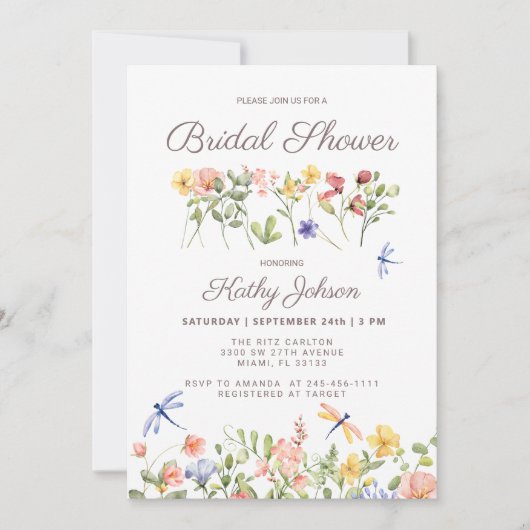 Boho Floral Wildflower Bruids Douche Uitnodiging (Voorkant)