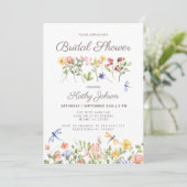 Boho Floral Wildflower Bruids Douche Uitnodiging (Staand voorkant)