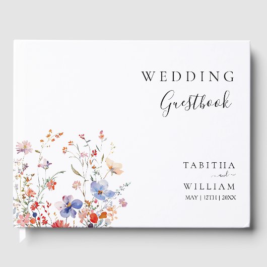 Boho Floral wildflower bruiloft Gastenboek (Voorkant)