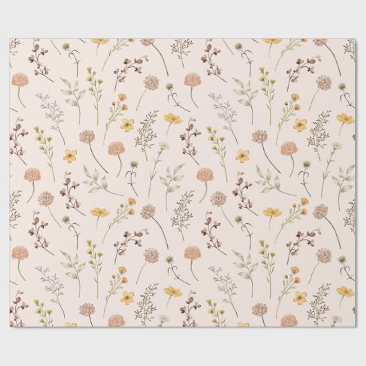 Boho Floral Wildflower Cadeaupapier (Vlak)