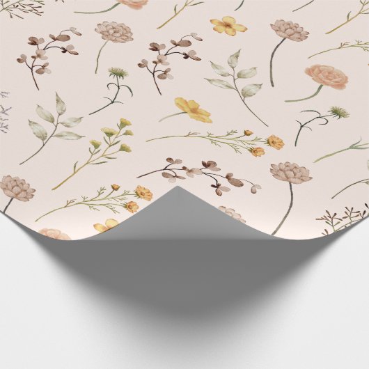 Boho Floral Wildflower Cadeaupapier (Hoek)