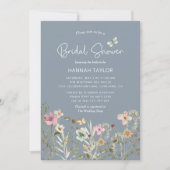 Boho Floral Wildflower Dusty Blue Vrijgezellenfees Kaart (Voorkant)