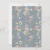 Boho Floral Wildflower Dusty Blue Vrijgezellenfees Kaart (Achterkant)