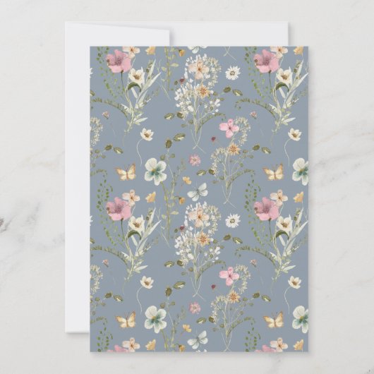 Boho Floral Wildflower Dusty Blue Vrijgezellenfees Kaart (Achterkant)