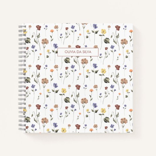Boho Floral Wildflower | Gepersonaliseerd Notitieboek (Voorkant)