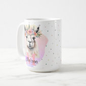 Boho Floral Wildflower Llama  Roze Dier Koffiemok (Voorkant links)