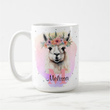Boho Floral Wildflower Llama Roze Dier