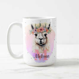 Boho Floral Wildflower Llama Roze Dier Koffiemok