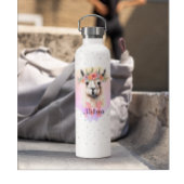 Boho Floral Wildflower Llama  Roze Dier Waterfles