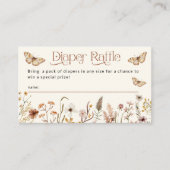 Boho Floral Wildflower Luier Raffle Baby shower Informatiekaartje (Voorkant)