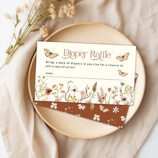 Boho Floral Wildflower Luier Raffle Baby shower Informatiekaartje
