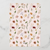 Boho Floral Wildflower Meisje Baby shower Goud Folie Uitnodiging (Achterkant)