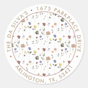 Boho Floral Wildflower Ronde Sticker