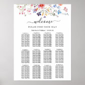 Boho Floral wildflower wedding Seating Chart Poster (Voorkant)