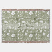 Boho Floral Wildflowers Sage Green Personalized Deken (Voorkant)