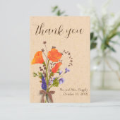 Boho Floral Wildflowers Wedding Dank u kaarten (Staand voorkant)