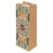Boho Floral Wine Bag – Warm Sand Accent Wijn Cadeautas (Achterkant Gekanteld)