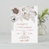 Boho Floral Winter rustieke botanische bruiloft Folie Uitnodiging (Staand Voorkant)