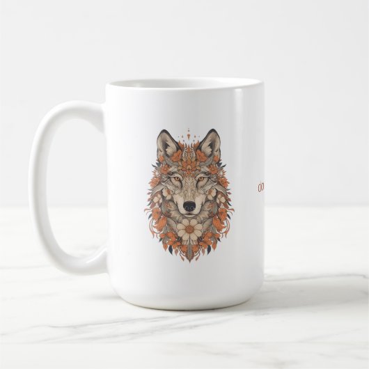 Boho Floral Wolf Psychedelic Art Koffiemok (Links)