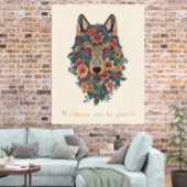 Boho Floral Wolf Wall Art Poster
