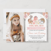 Boho Floral Wood Boerderij Foto Birthday Kaart (Voorkant)