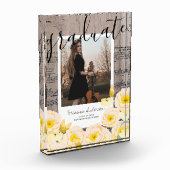 Boho Floral Wood Music Afstuderen Fotoblok (Links)