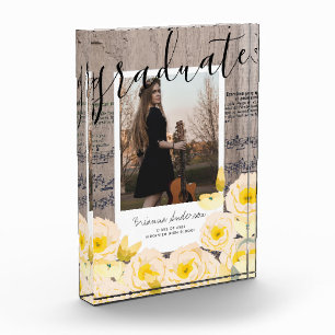 Boho Floral Wood Music Afstuderen Fotoblok