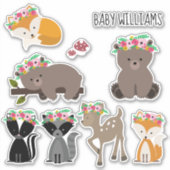 Boho Floral Woodland Animals Baby Sticker (Voorkant)