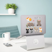 Boho Floral Woodland Animals Baby Sticker (Laptop op bureau)