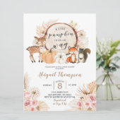 Boho Floral Woodland Pumpkin Baby shower Kaart (Staand voorkant)