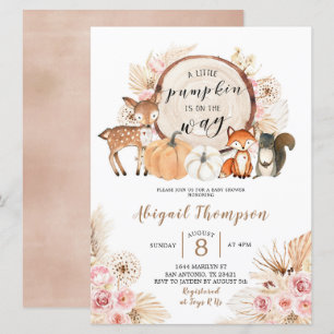 Boho Floral Woodland Pumpkin Baby shower Kaart