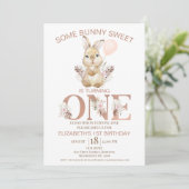 Boho Floral Word Bunny Rabbit 1st Birthday Kaart (Staand voorkant)