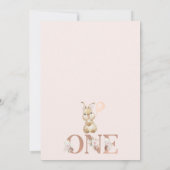 Boho Floral Word Bunny Rabbit 1st Birthday Kaart (Achterkant)