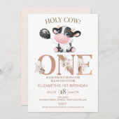 Boho Floral Word Heilige Koe 1e verjaardag Kaart (Voorkant / Achterkant)