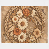 Boho Floral Woven Circle Customizable Fleece Deken (Voorkant (Horizontaal))