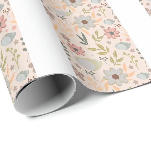 Boho Floral Wrapping Paper Pattern-Cute Aesthetic Cadeaupapier (Rol Hoek)