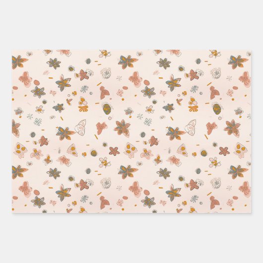 Boho Floral wrapping Paper Sheets (Voorkant 3)