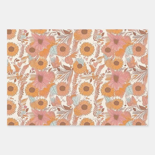 Boho Floral wrapping Paper Sheets (Voorkant)