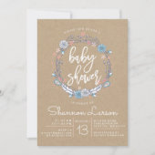 Boho Floral Wreath Baby shower Invitation Kaart (Voorkant)