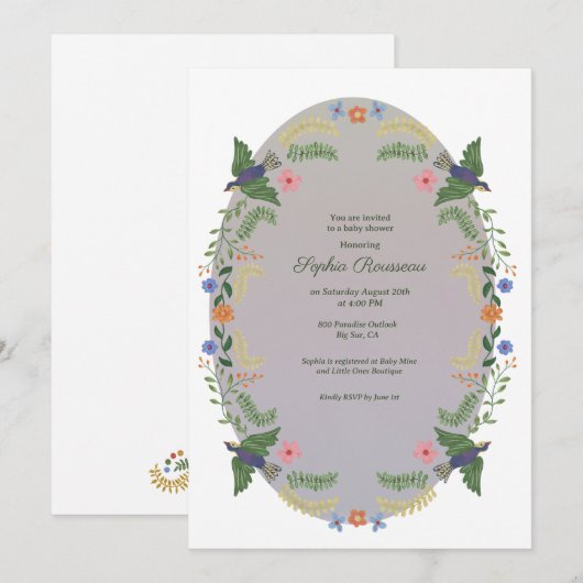 Boho Floral Wreath Baby Shower Kaart (Voorkant / Achterkant)