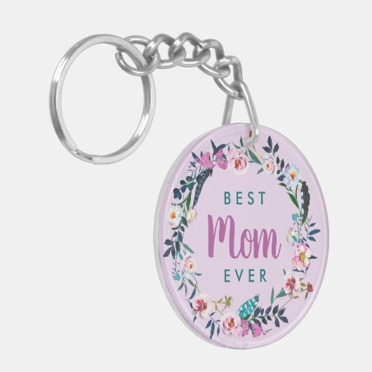Boho Floral Wreath Best Mam Ever Foto Sleutelhanger (Voorkant Links)