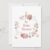 Boho Floral Wreath Butterfly Kisses Baby shower Kaart (Achterkant)