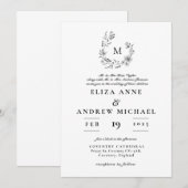 Boho Floral Wreath Monogram Custom Wedding Kaart (Voorkant / Achterkant)